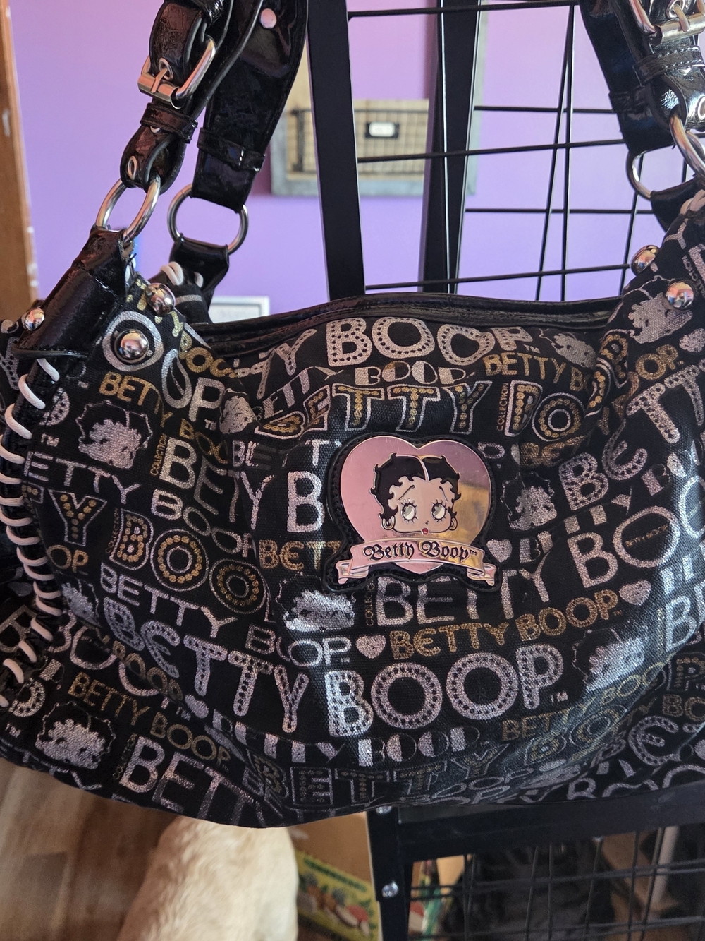 Betty Boop Black and Silver Logo Shoulder Bag